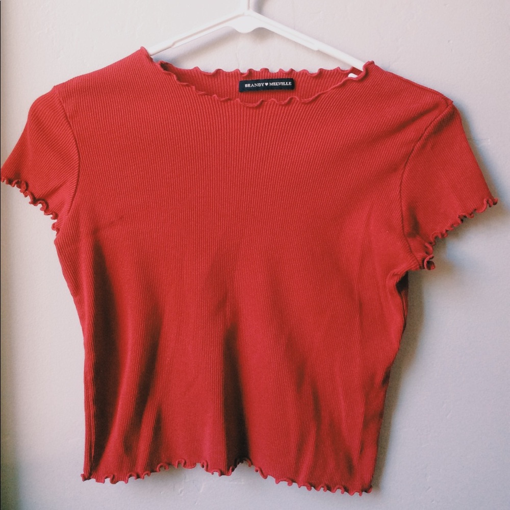 A Brandy Melville red ribbed tee shirt! :)